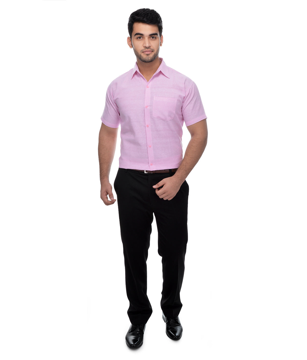 RIAG Pink Men's Half Sleeves Solid Shirt - Distacart