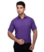 RIAG Purple Men's Half Sleeves Solid Shirt - Distacart