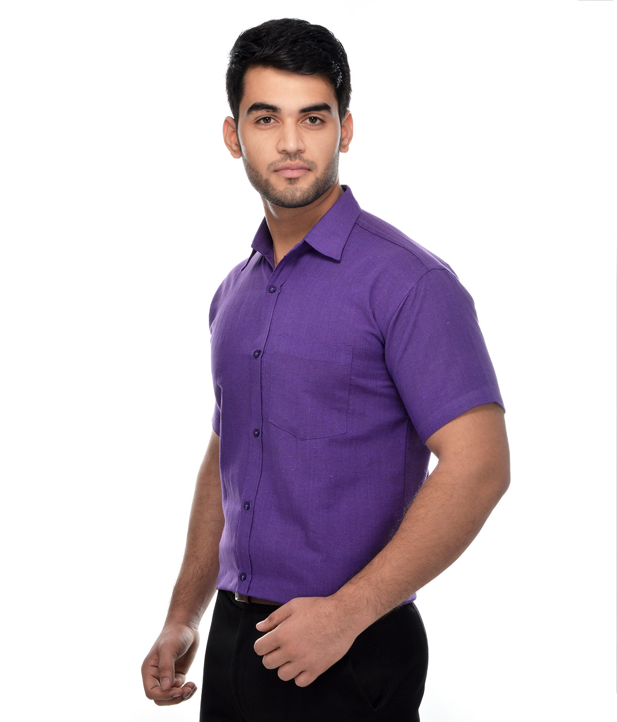 RIAG Purple Men's Half Sleeves Solid Shirt - Distacart
