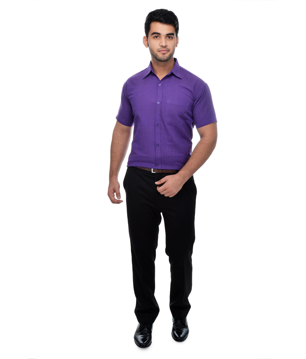 RIAG Purple Men's Half Sleeves Solid Shirt - Distacart