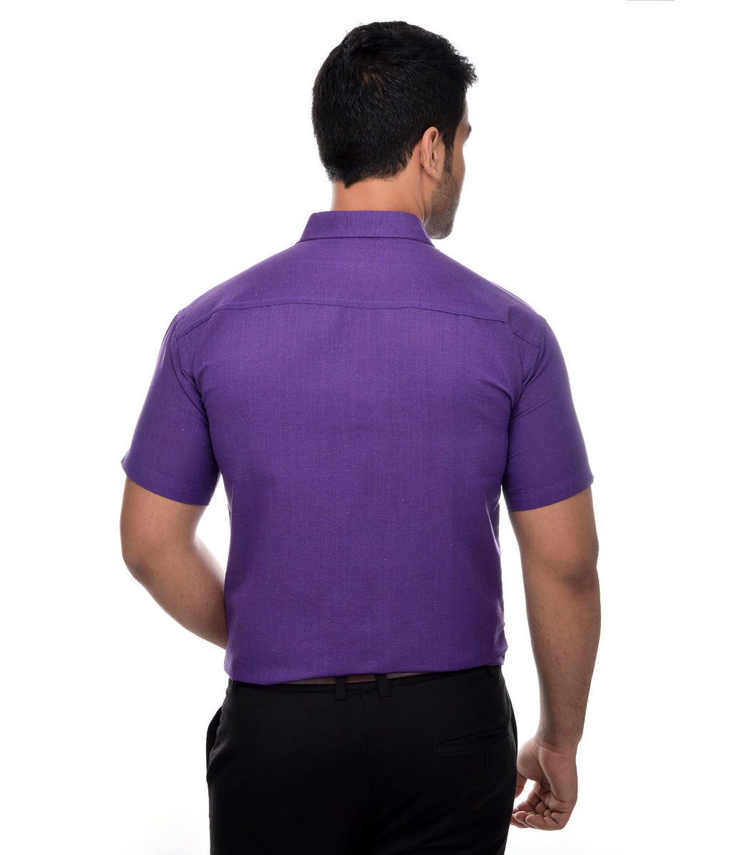RIAG Purple Men's Half Sleeves Solid Shirt - Distacart