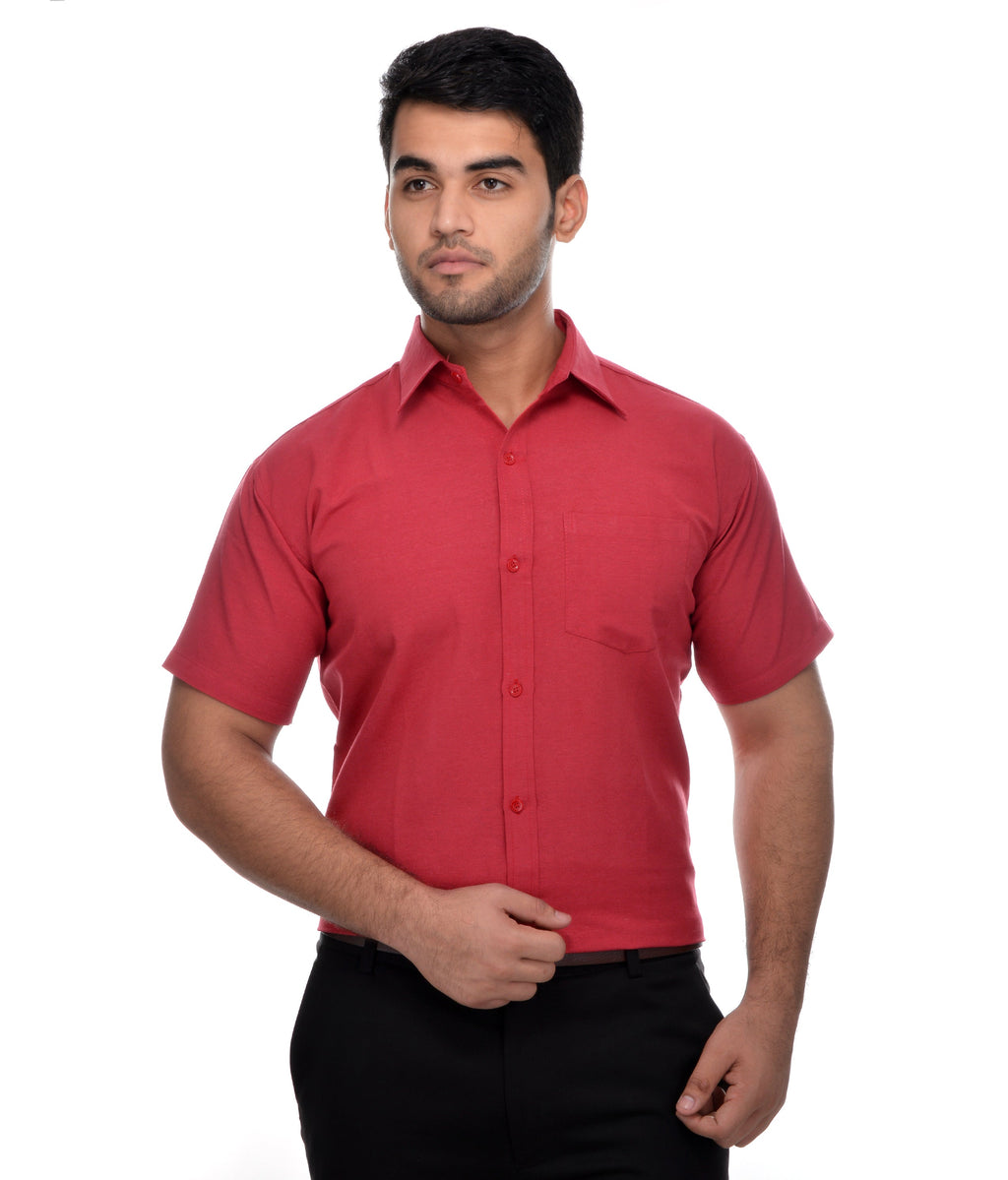 RIAG Red Men's Half Sleeves Solid Shirt - Distacart