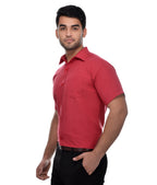 RIAG Red Men's Half Sleeves Solid Shirt - Distacart
