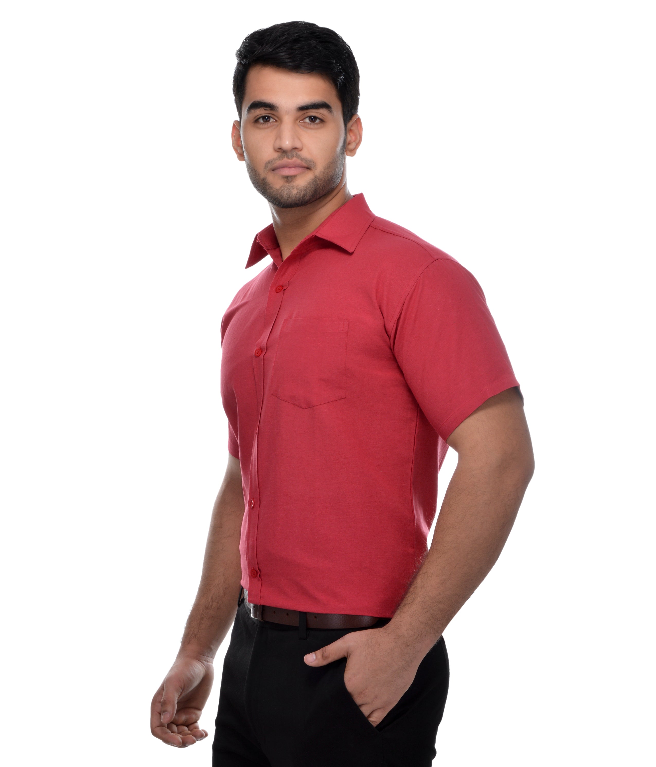 RIAG Red Men's Half Sleeves Solid Shirt - Distacart