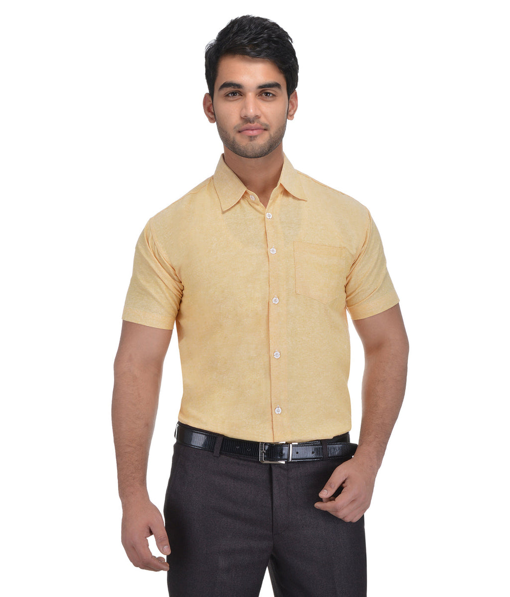 RIAG Beige Men's Half Sleeves Solid Shirt - Distacart