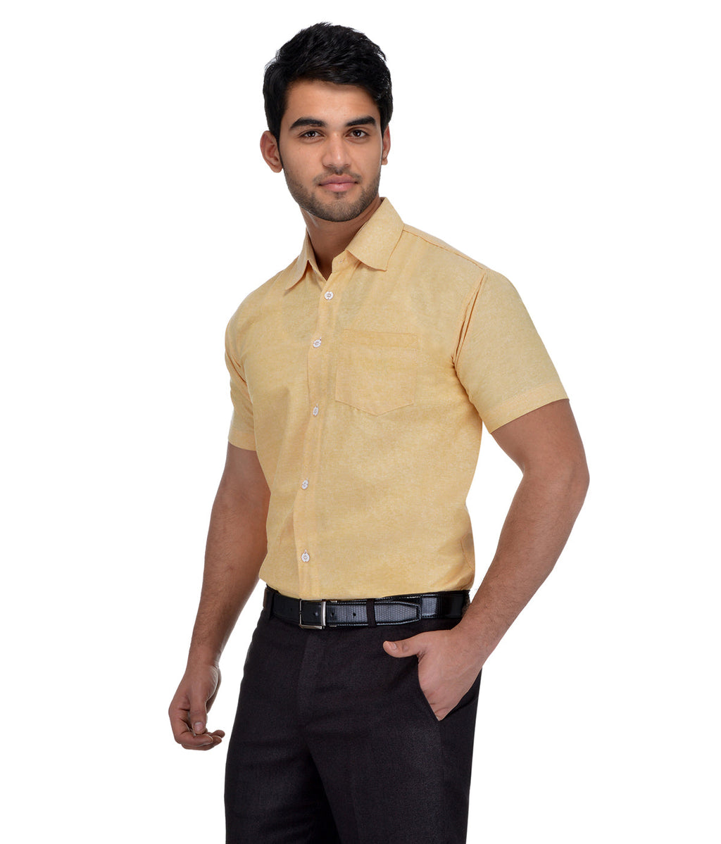 RIAG Beige Men's Half Sleeves Solid Shirt - Distacart