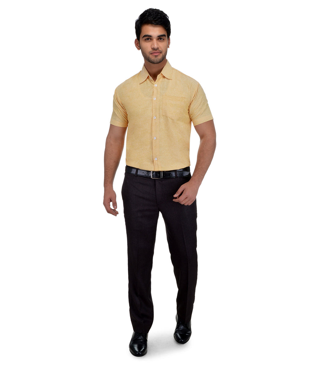 RIAG Beige Men's Half Sleeves Solid Shirt - Distacart