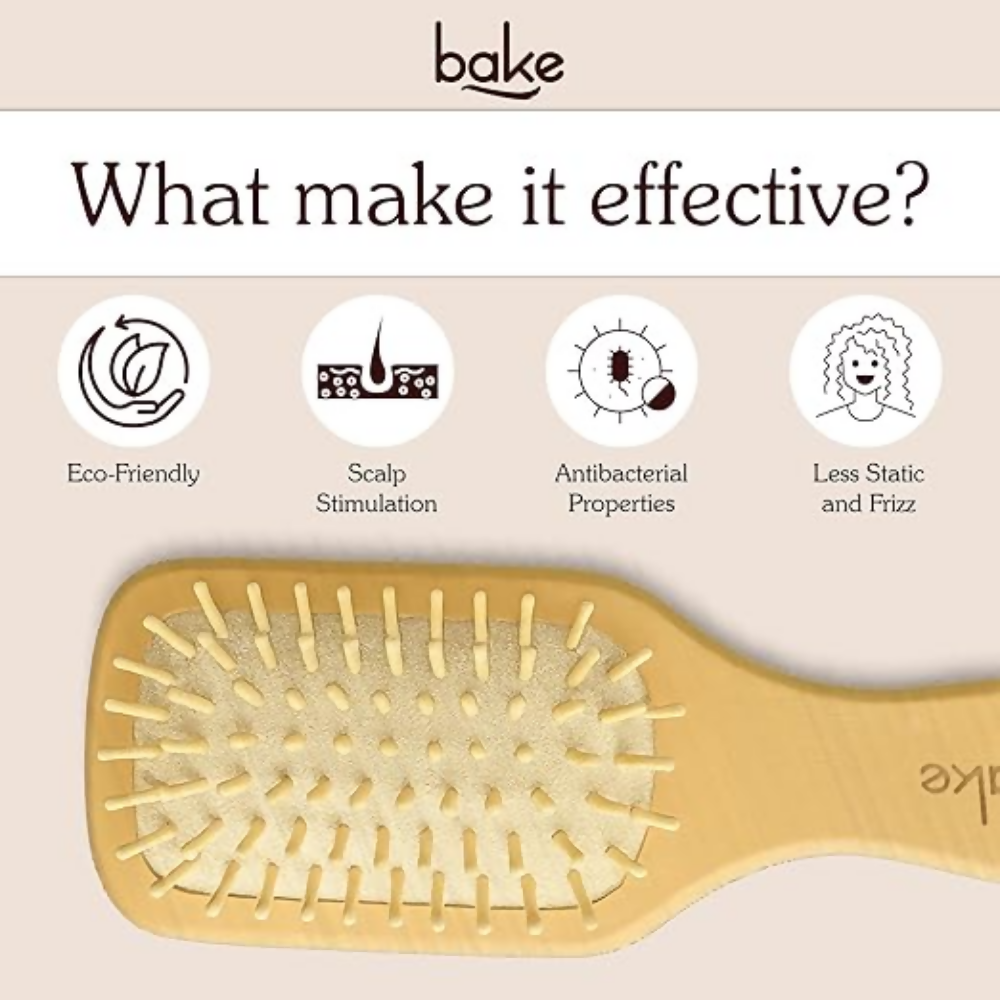 Bake Bamboo Buddy Wooden Hair Brush For Promotes Hair Growth