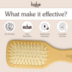 Bake Bamboo Buddy Wooden Hair Brush For Promotes Hair Growth