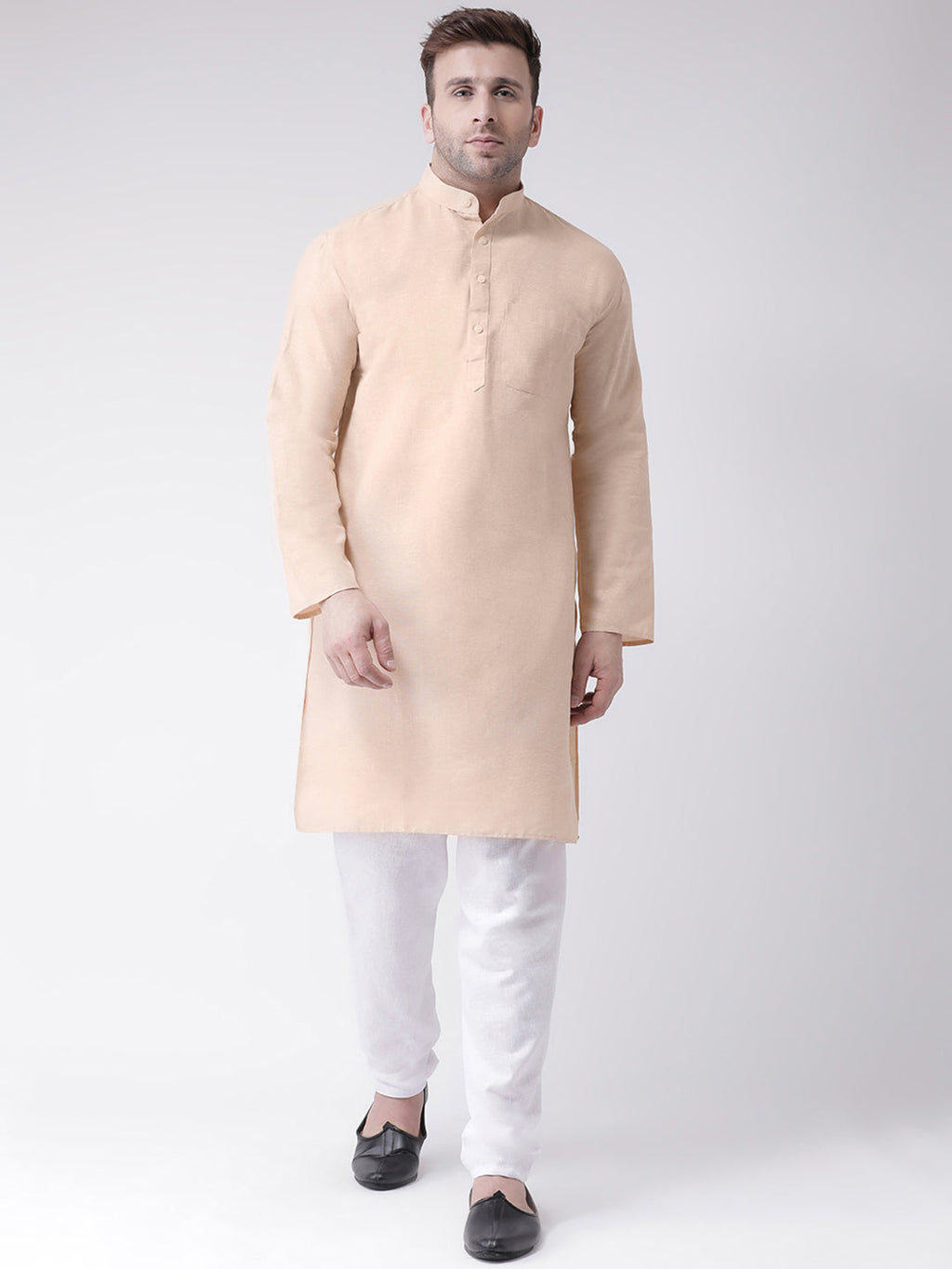 RIAG Men's Beige Cotton Long Ethnic Kurta - Distacart