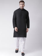 RIAG Men's Black Cotton Long Ethnic Kurta - Distacart