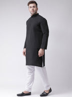 RIAG Men's Black Cotton Long Ethnic Kurta - Distacart