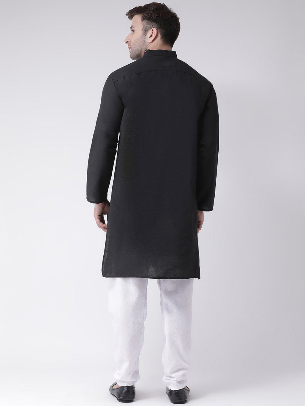 RIAG Men's Black Cotton Long Ethnic Kurta - Distacart