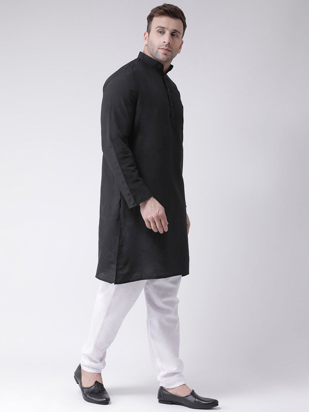 RIAG Black Men's Ethnic Long Kurta And Pyjama Set - Distacart
