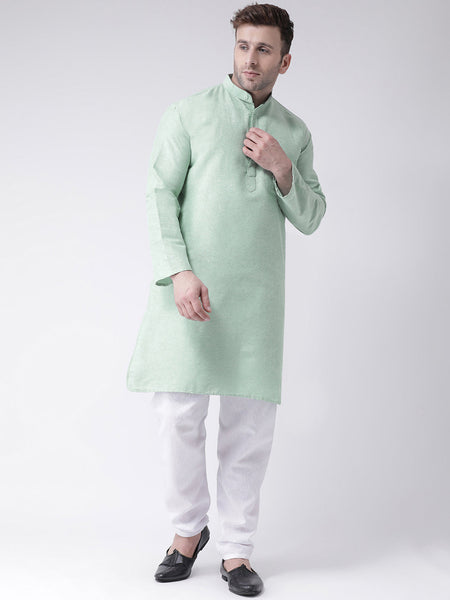 RIAG Green Men's Ethnic Long Kurta And Pyjama Set