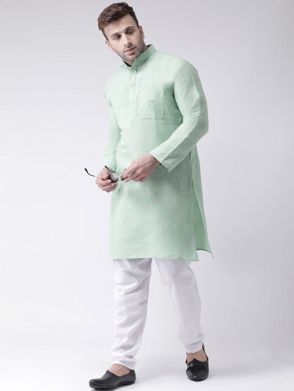 RIAG Men's Green Cotton Long Ethnic Kurta - Distacart