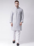 RIAG Men's Grey Cotton Long Ethnic Kurta - Distacart