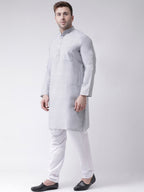 RIAG Men's Grey Cotton Long Ethnic Kurta - Distacart