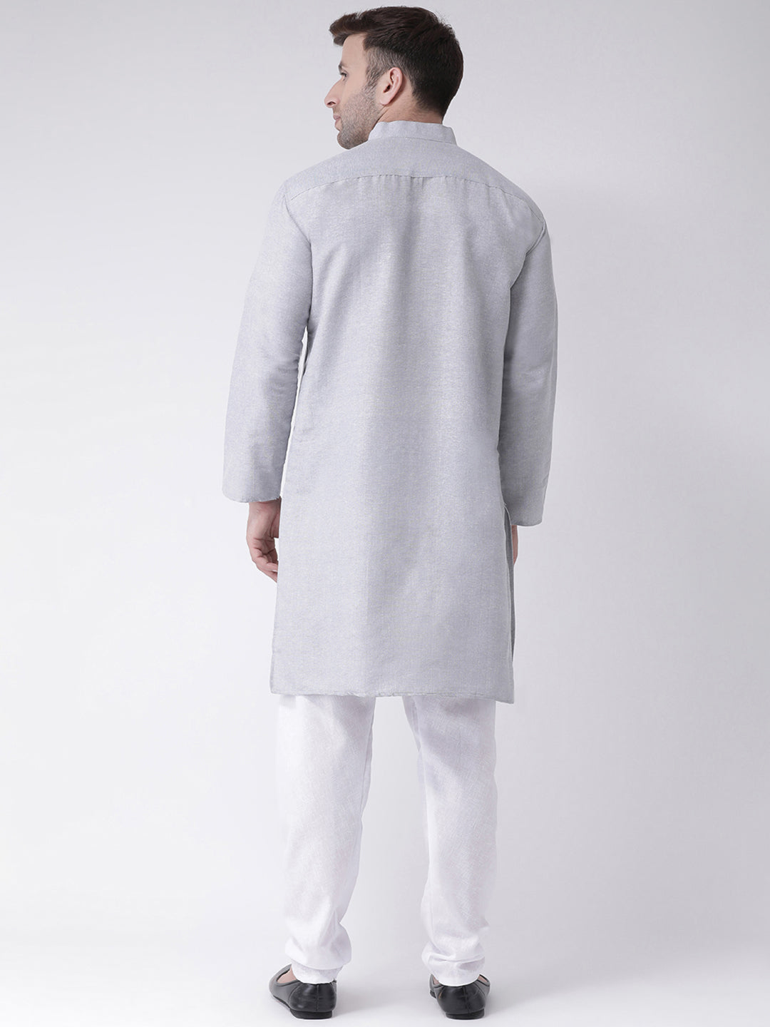 RIAG Men's Grey Cotton Long Ethnic Kurta - Distacart