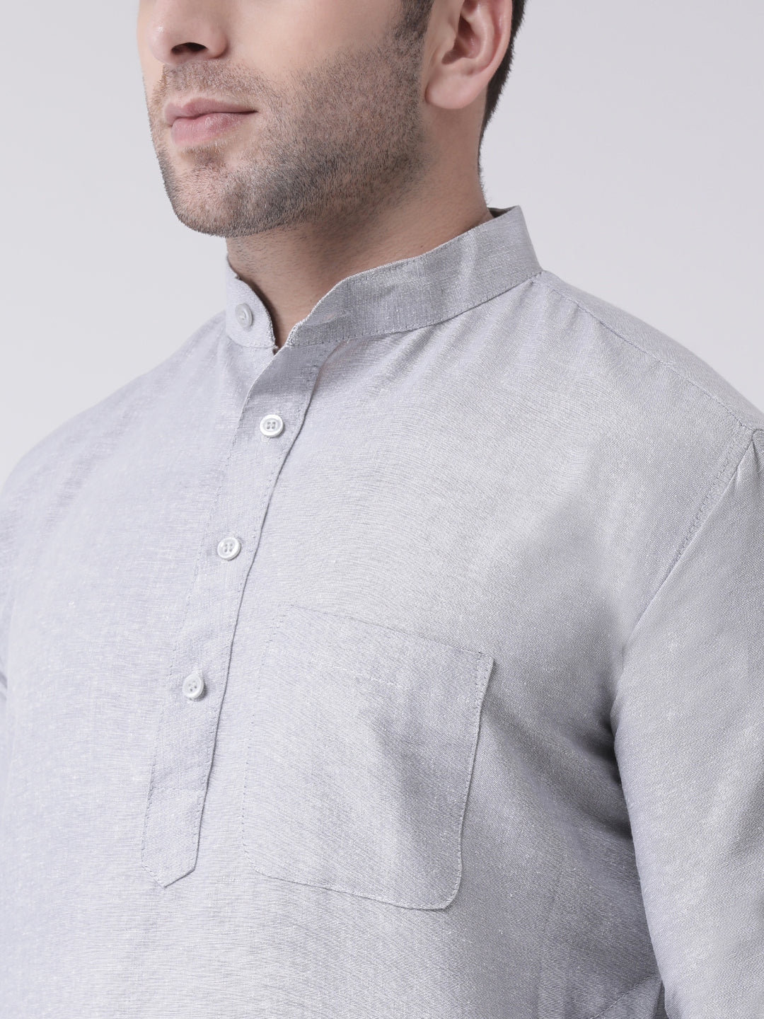 RIAG Men's Grey Cotton Long Ethnic Kurta - Distacart
