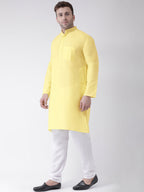 RIAG Men's Yellow Cotton Long Ethnic Kurta - Distacart