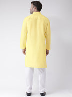 RIAG Men's Yellow Cotton Long Ethnic Kurta - Distacart