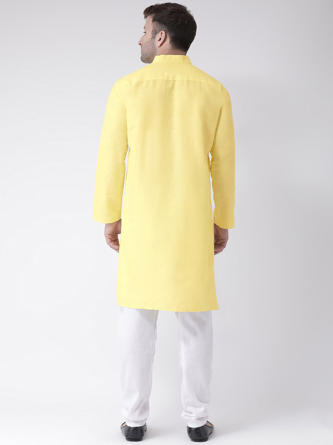 RIAG Men's Yellow Cotton Long Ethnic Kurta - Distacart