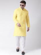 RIAG Yellow Men's Ethnic Long Kurta And Pyjama Set - Distacart