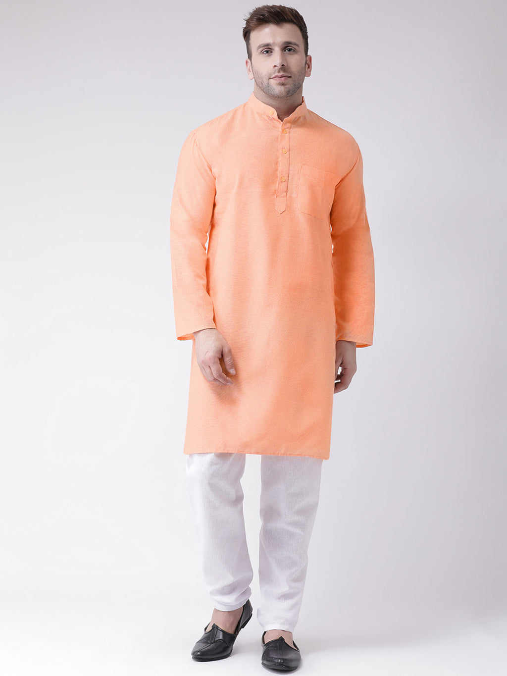 RIAG Orange Men's Ethnic Long Kurta And Pyjama Set - Distacart