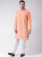 RIAG Orange Men's Ethnic Long Kurta And Pyjama Set - Distacart