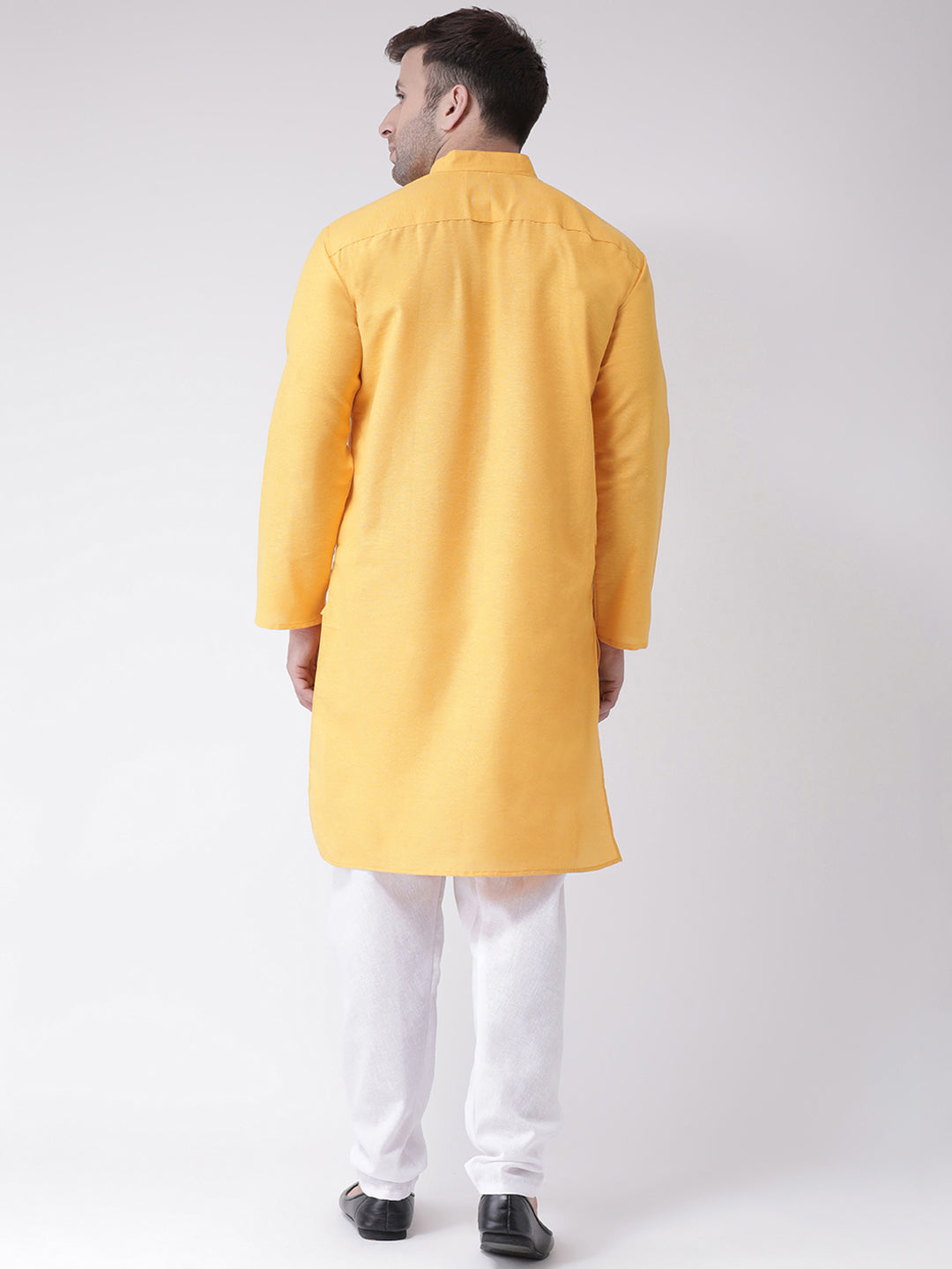 RIAG Men's Yellow Cotton Long Ethnic Kurta - Distacart