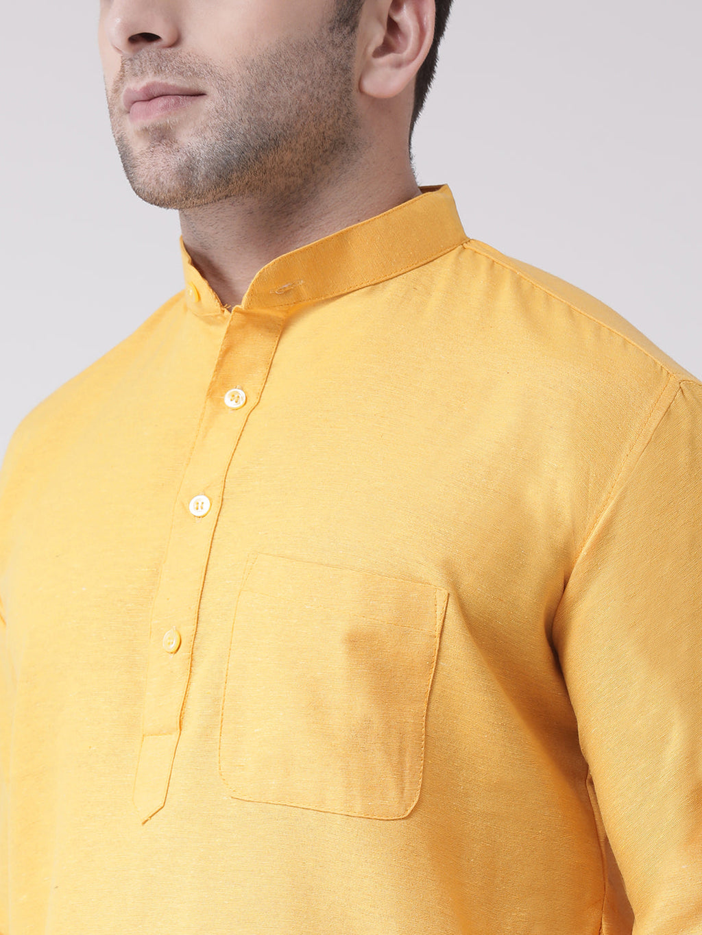 RIAG Men's Yellow Cotton Long Ethnic Kurta - Distacart