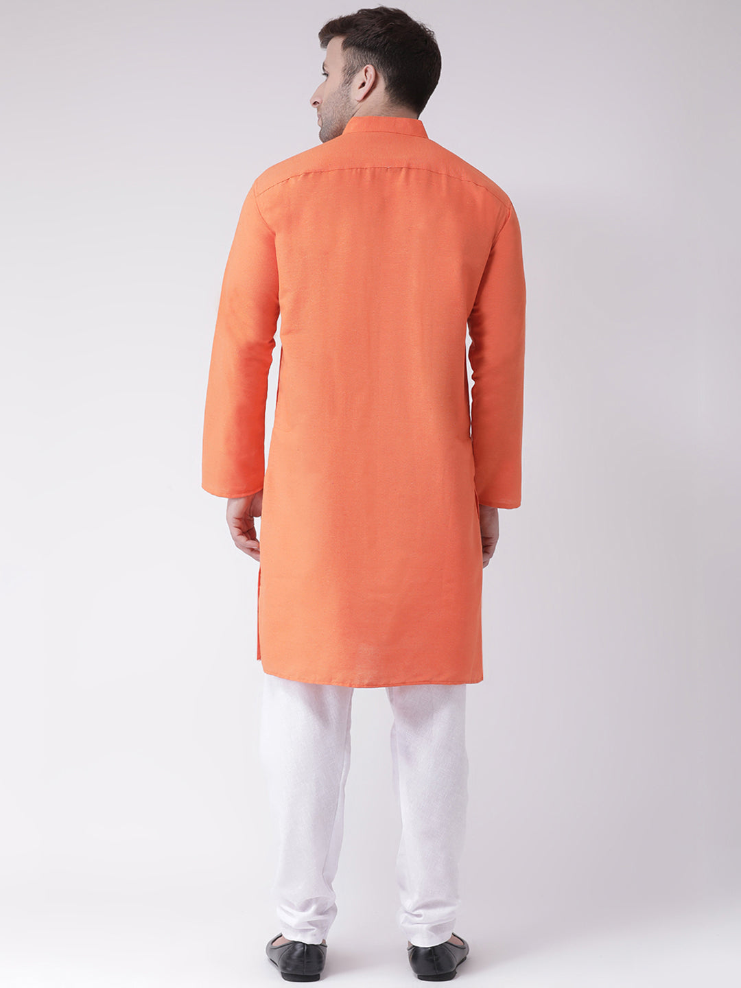 RIAG Men's Orange Cotton Long Ethnic Kurta - Distacart