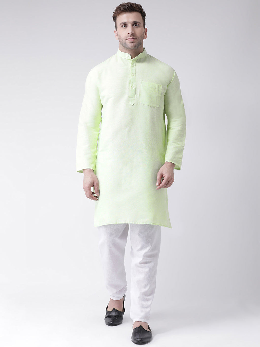 RIAG Men's Green Cotton Long Ethnic Kurta - Distacart