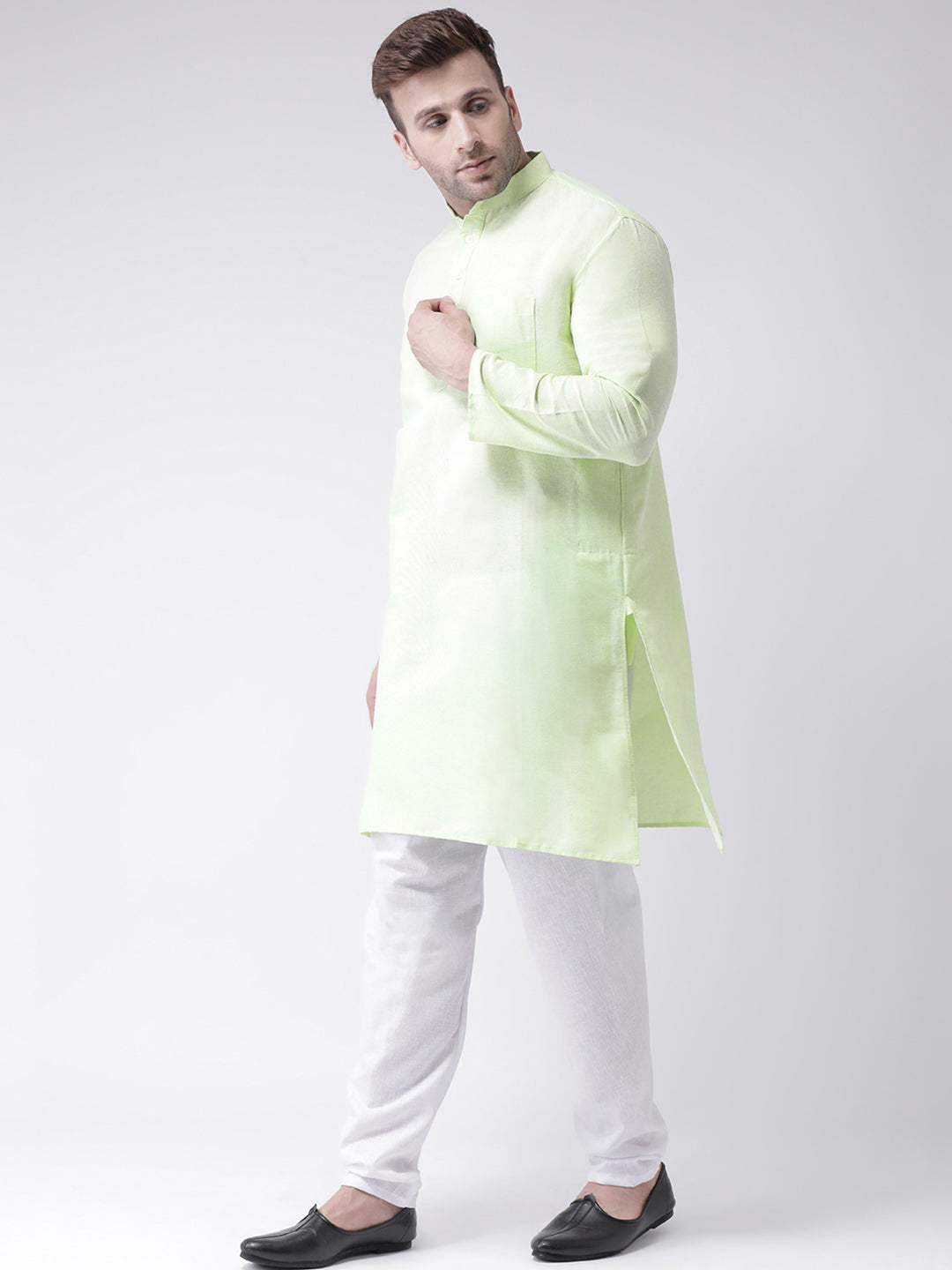 RIAG Men's Green Cotton Long Ethnic Kurta - Distacart