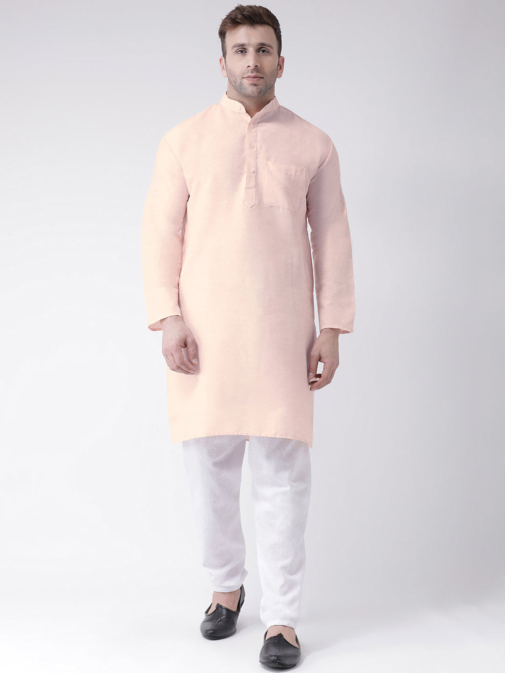 RIAG Men's Beige Cotton Long Ethnic Kurta - Distacart