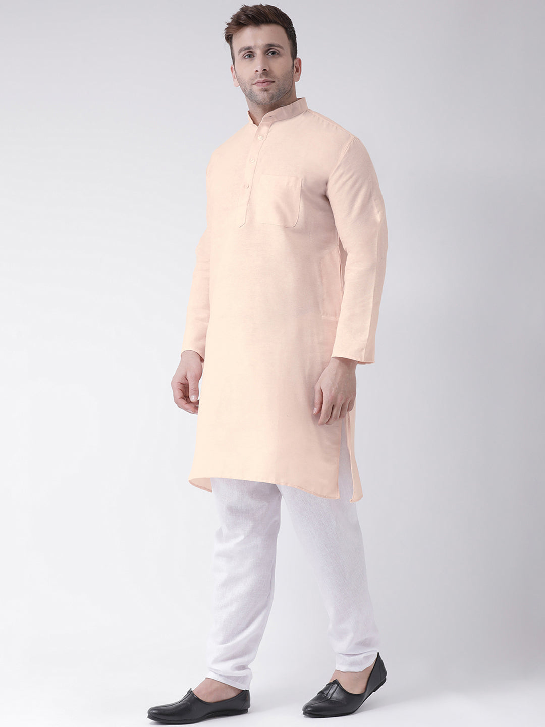 RIAG Men's Beige Cotton Long Ethnic Kurta - Distacart