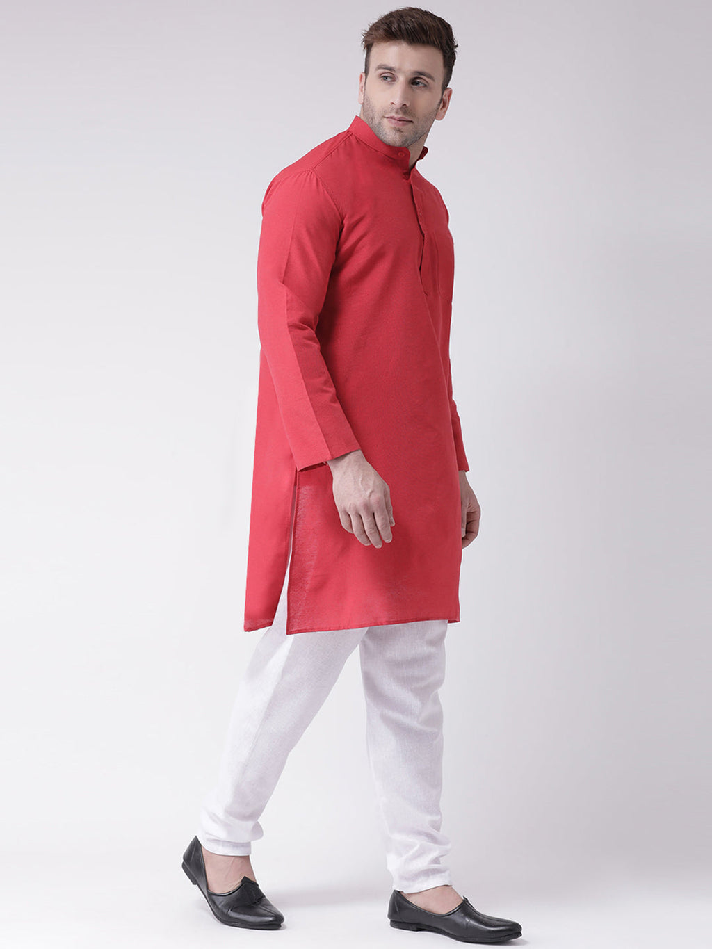 RIAG Men's Red Cotton Long Ethnic Kurta - Distacart