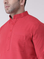 RIAG Men's Red Cotton Long Ethnic Kurta - Distacart