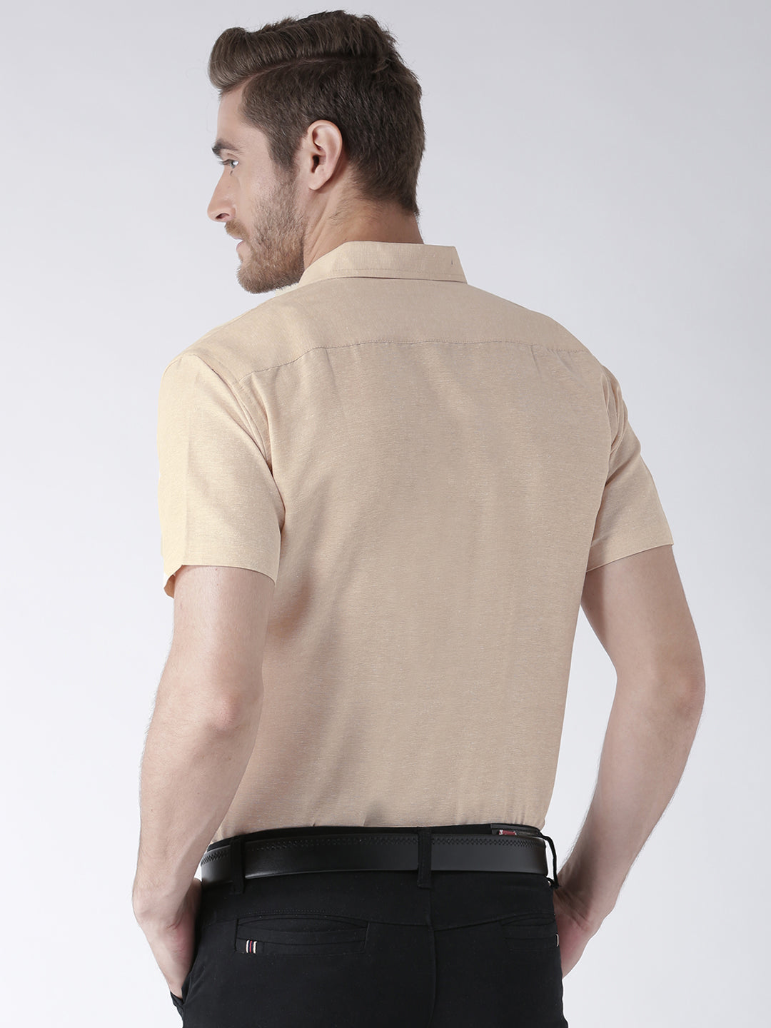 RIAG Beige Men's Half Sleeves Solid Shirt - Distacart
