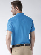 RIAG Blue Men's Half Sleeves Solid Shirt - Distacart