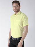 RIAG Yellow Men's Half Sleeves Solid Shirt - Distacart