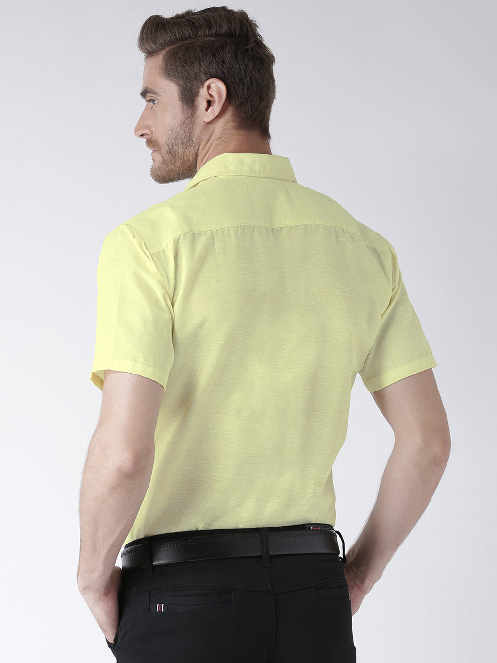 RIAG Yellow Men's Half Sleeves Solid Shirt - Distacart