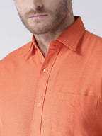 RIAG Orange Men's Half Sleeves Solid Shirt - Distacart