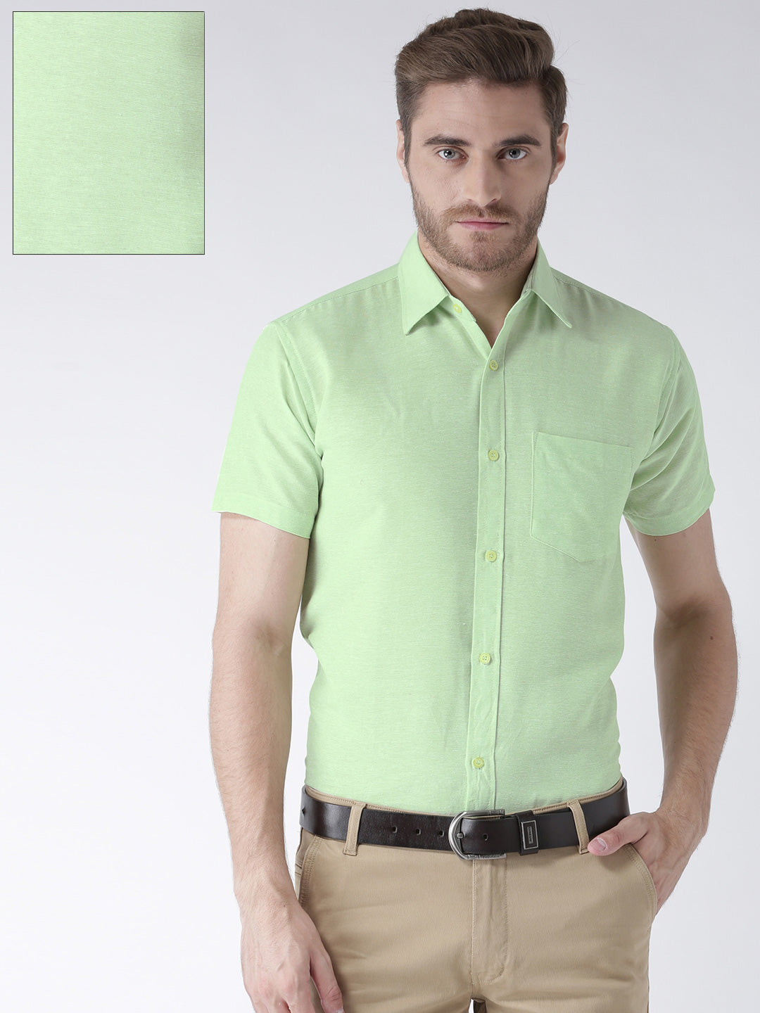 RIAG Green Men's Half Sleeves Solid Shirt - Distacart