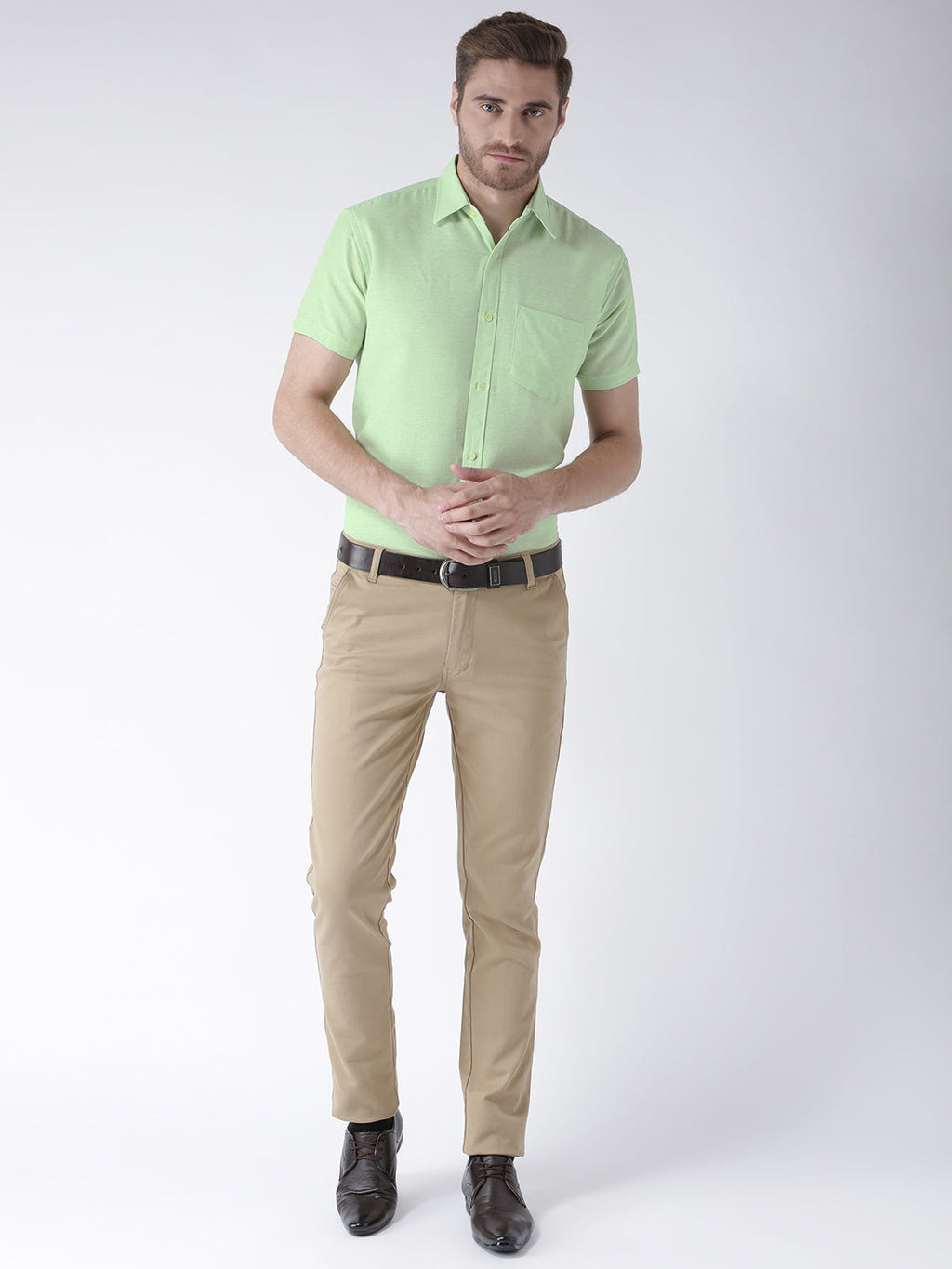 RIAG Green Men's Half Sleeves Solid Shirt - Distacart