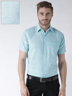 RIAG Blue Men's Half Sleeves Solid Shirt - Distacart