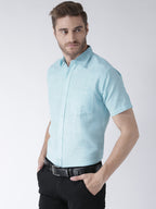 RIAG Blue Men's Half Sleeves Solid Shirt - Distacart