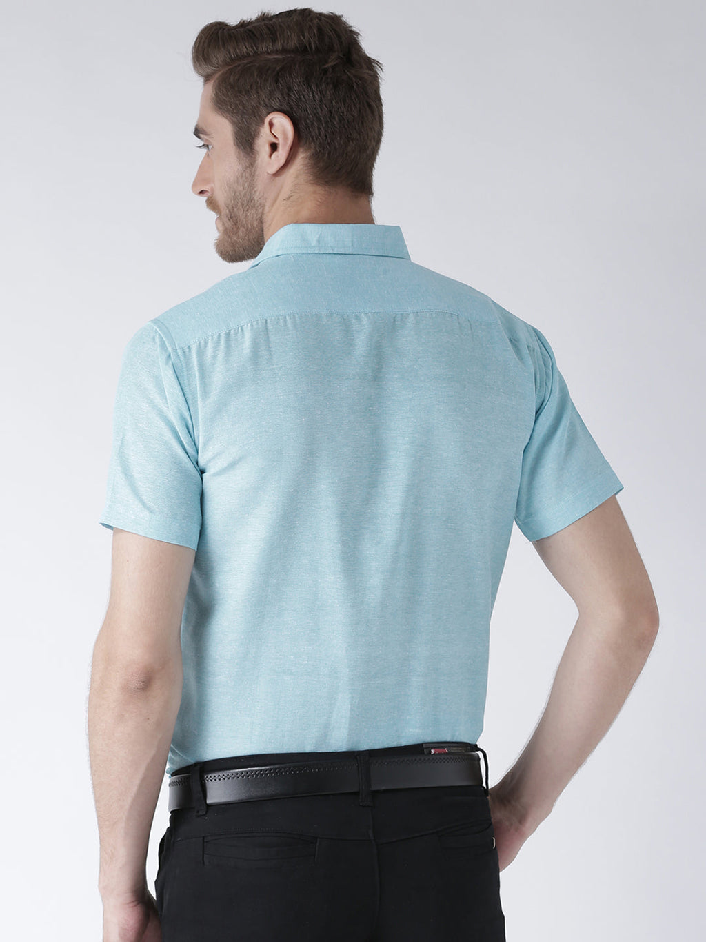 RIAG Blue Men's Half Sleeves Solid Shirt - Distacart