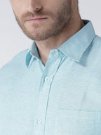 RIAG Blue Men's Half Sleeves Solid Shirt - Distacart